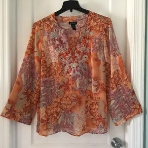 Lane Bryant orange long sleeve lightweight beaded blouse, size 14/16, like new